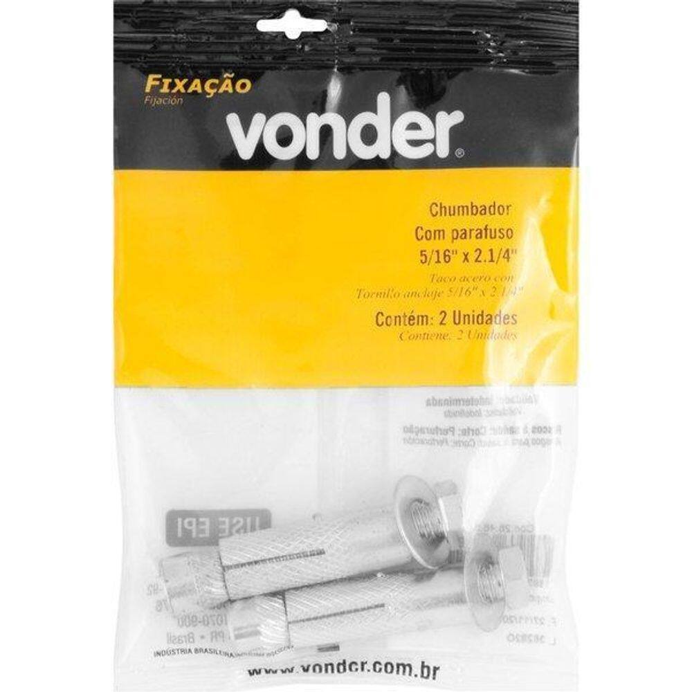 Chumbador Com Parafuso 5/16`` X 2.1/4`` Com 2 Peças Vonder