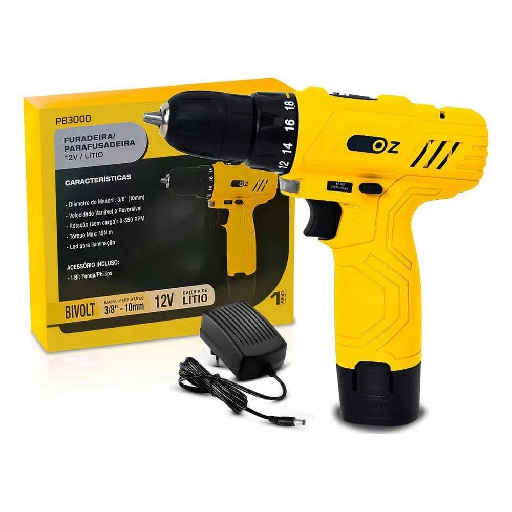 2X Furadeira Parafusadeira 3/8 A Bateria 12V Lítio Oz