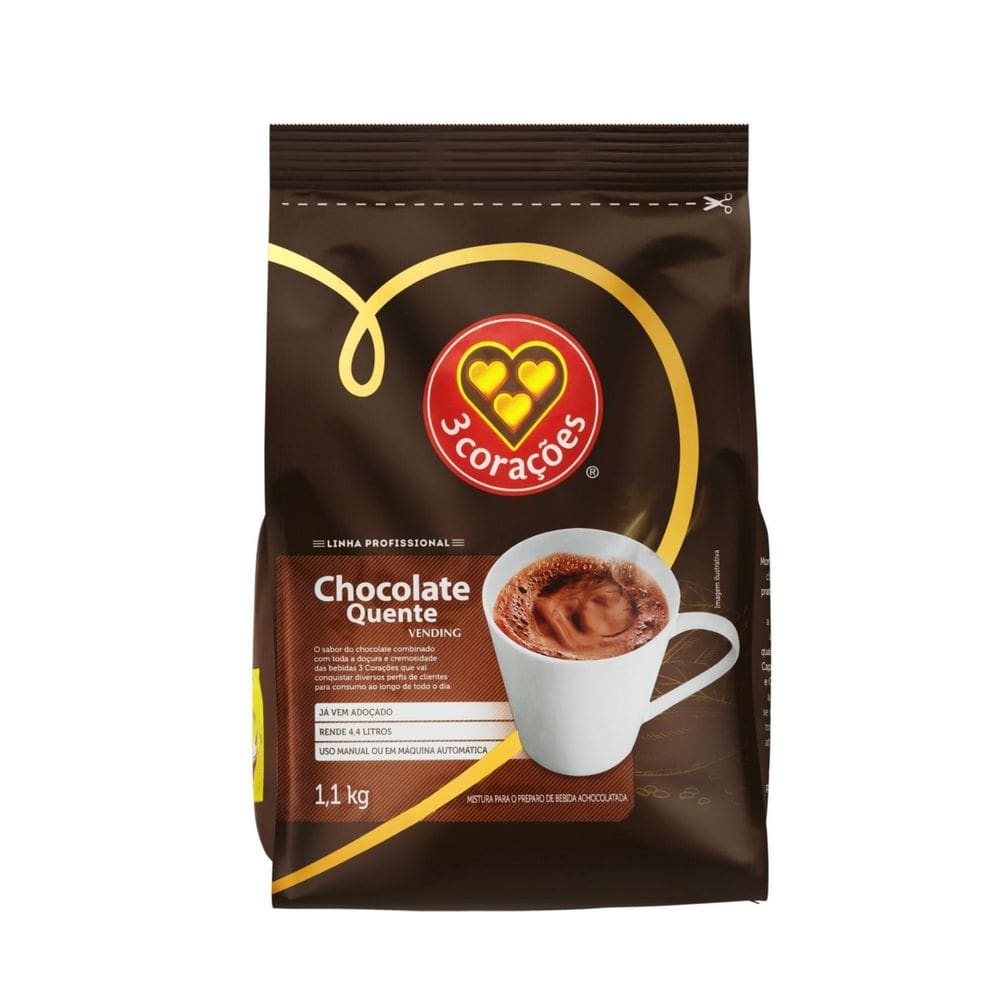 Chocolate Quente Em Pó Tres 3 Coracoes Solúvel Vending 1Kg