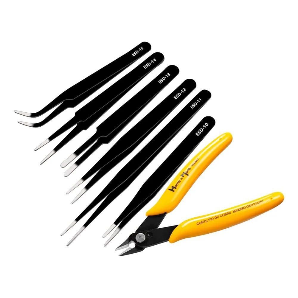 2X Kit Alicate Eletrônica Precisão + Jogo De 6 Pinça Manuten