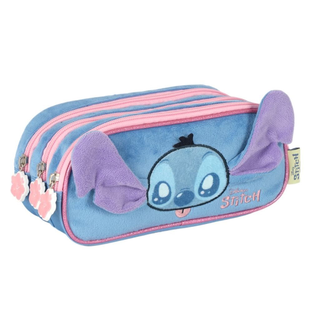 Estojo Escola Infantil Lilo Stitch Triplo Disney Menina Azul