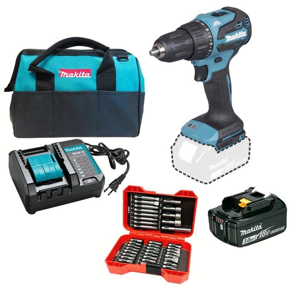 Parafusad 18V Makita Dhp490Wf1Bp + 1Bat 3A + Carreg + Bits