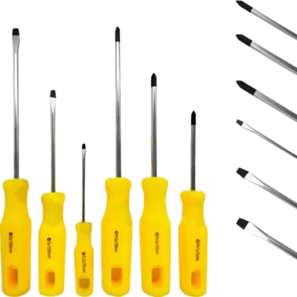 2X Jogo De Chave Fenda/Phillips 06 Peças Super Prático