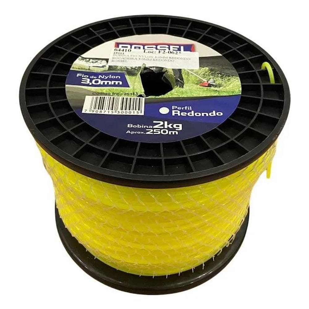 2X Bobina Fio Nylon Roçadeira 3Mm Redondo 250Mts 2Kg