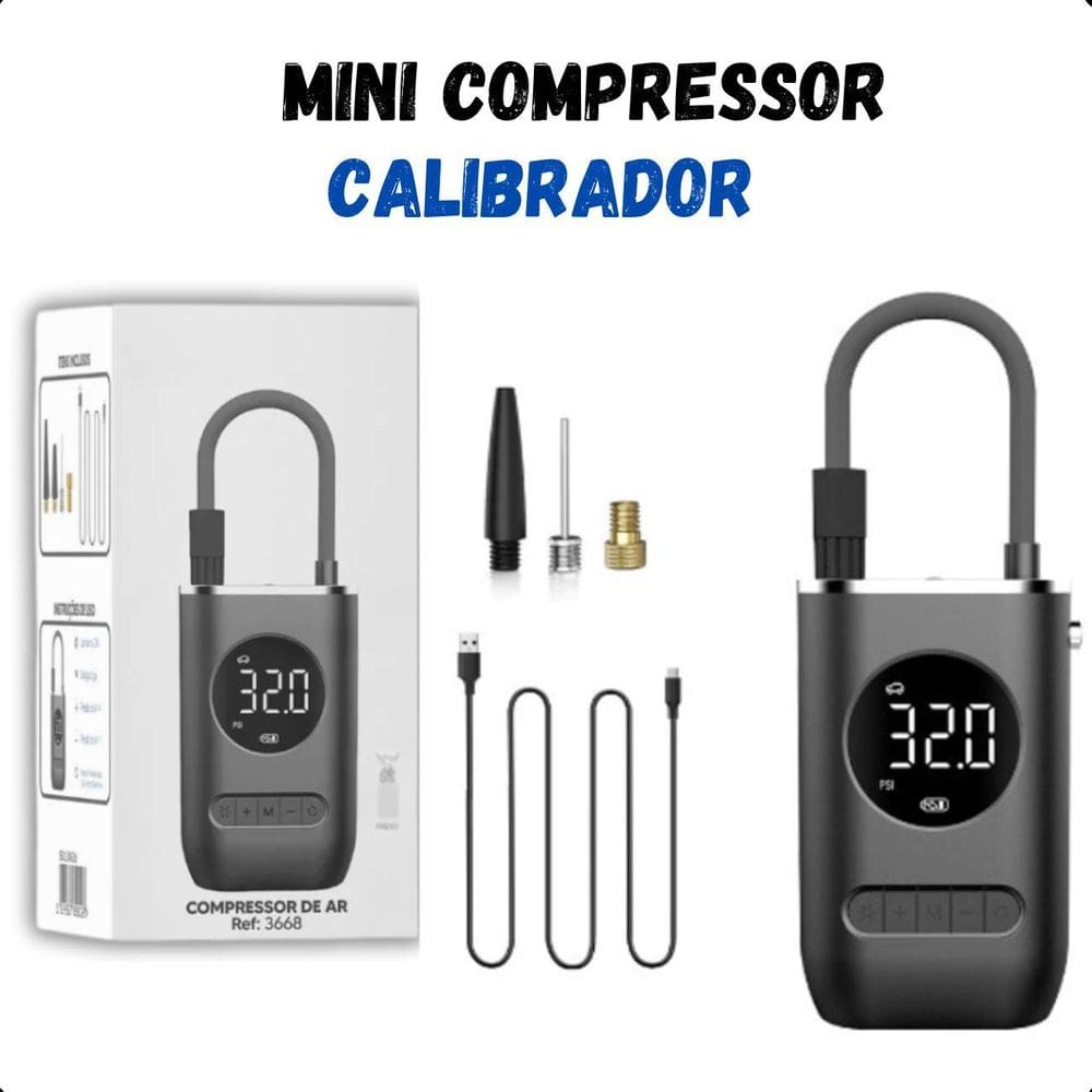 Compressor Portátil 150 Psi Digital Com Led Embutido