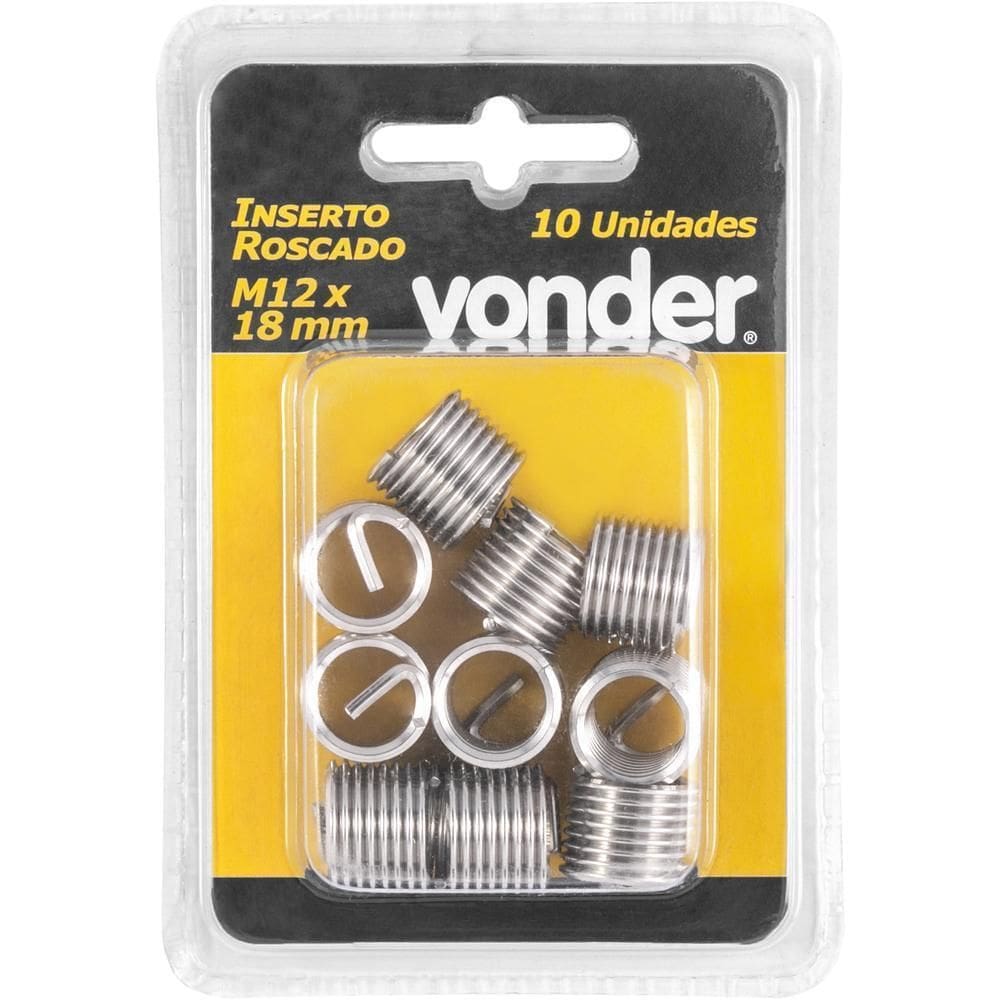 Inserto Roscado M12 X 18 Mm Com 10 Peças Vonder