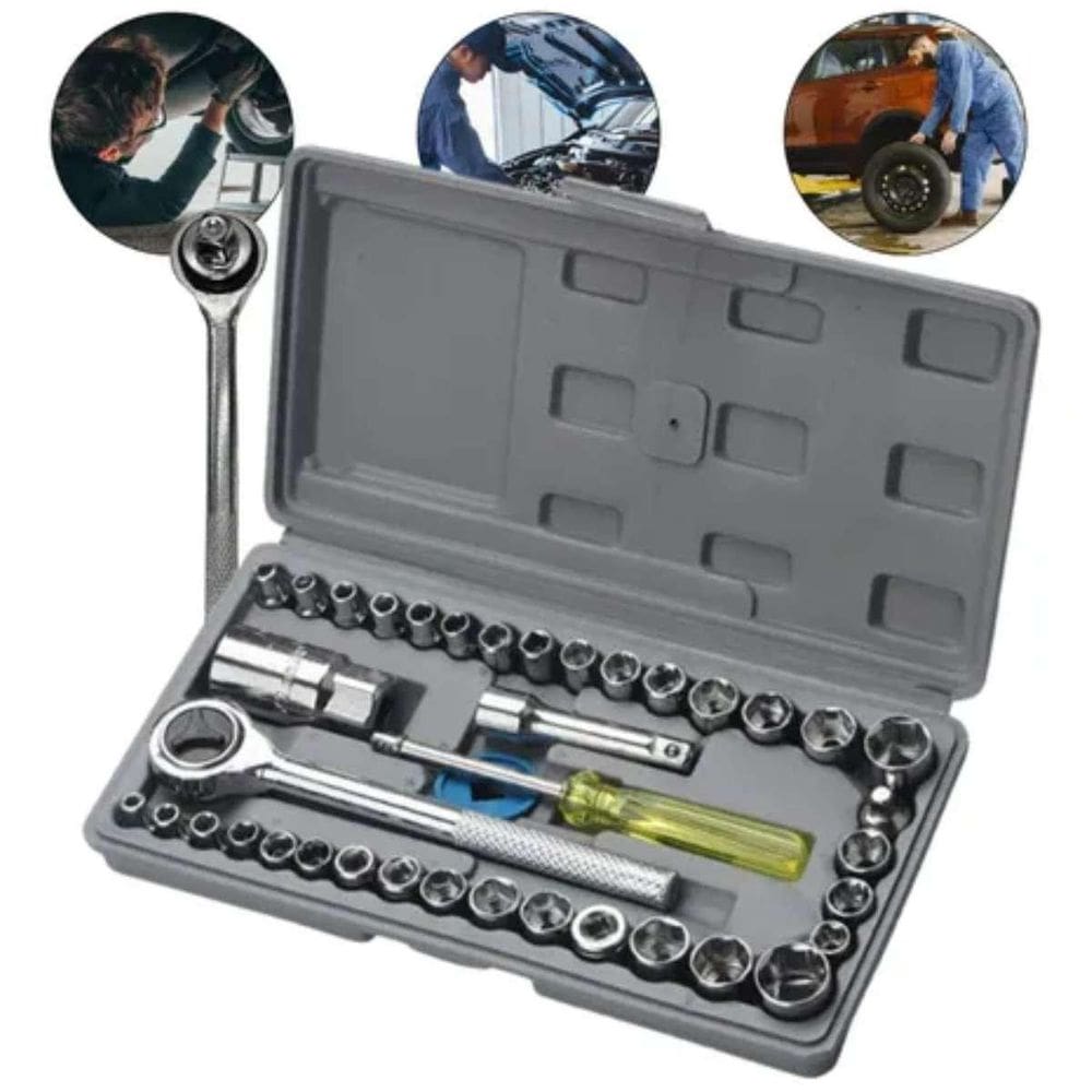 Kit 40 Peças Ferramentas Jogo De Soquete Dia A Dia