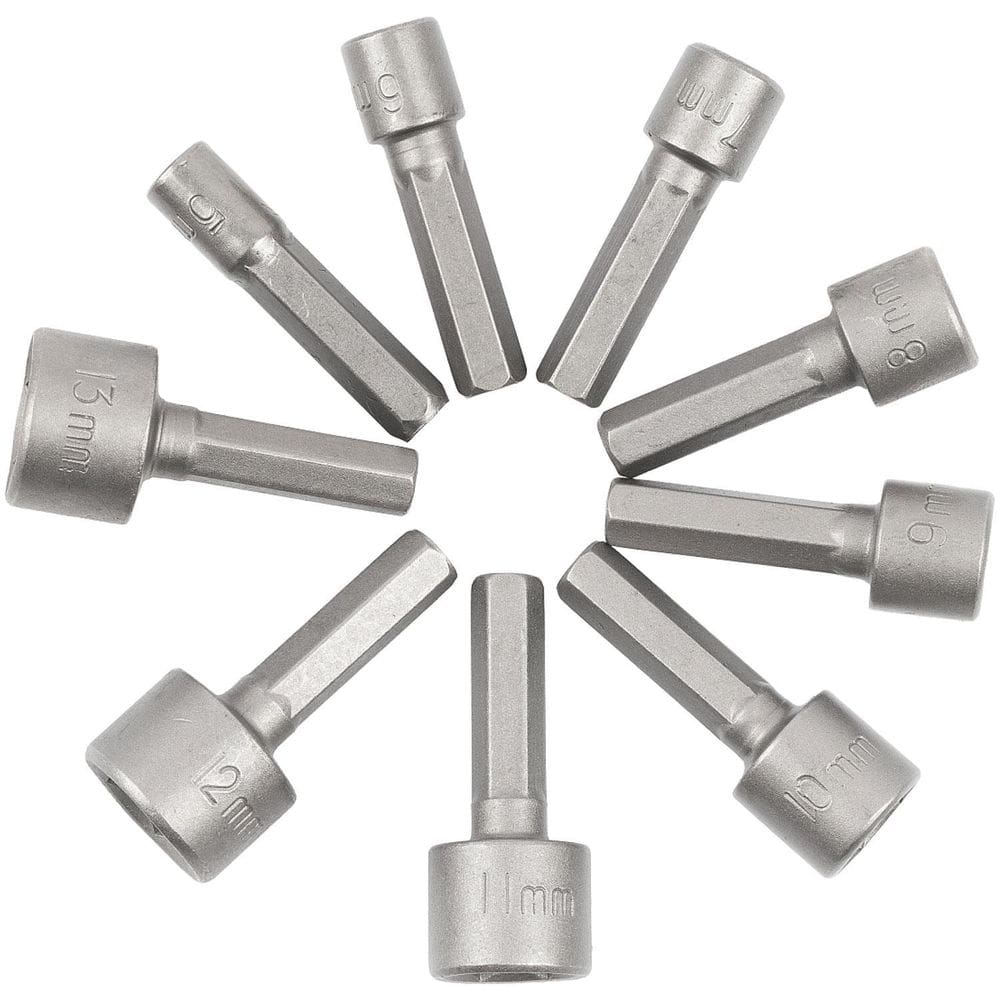 Kit 9 Soquete Canhão 5 A 13Mm Encaixe 1/4 Para Parafusadeira