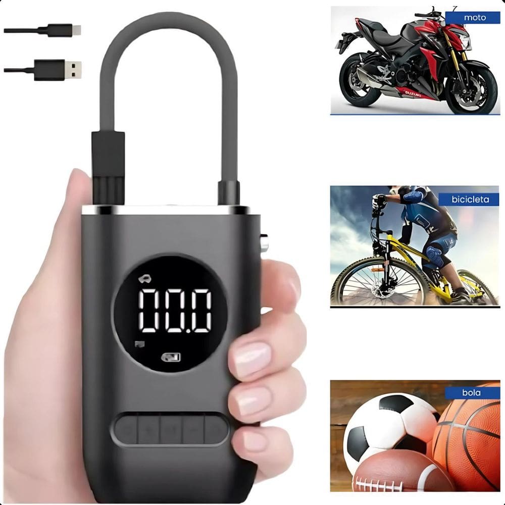 Mini Compressor Digital -Ideal Para Pneus De Carro E Moto
