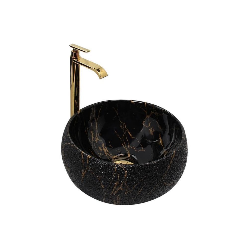 Kit Cuba Pia Louça Cerâmica Banheiro C/Torn E Vál Dourada 61