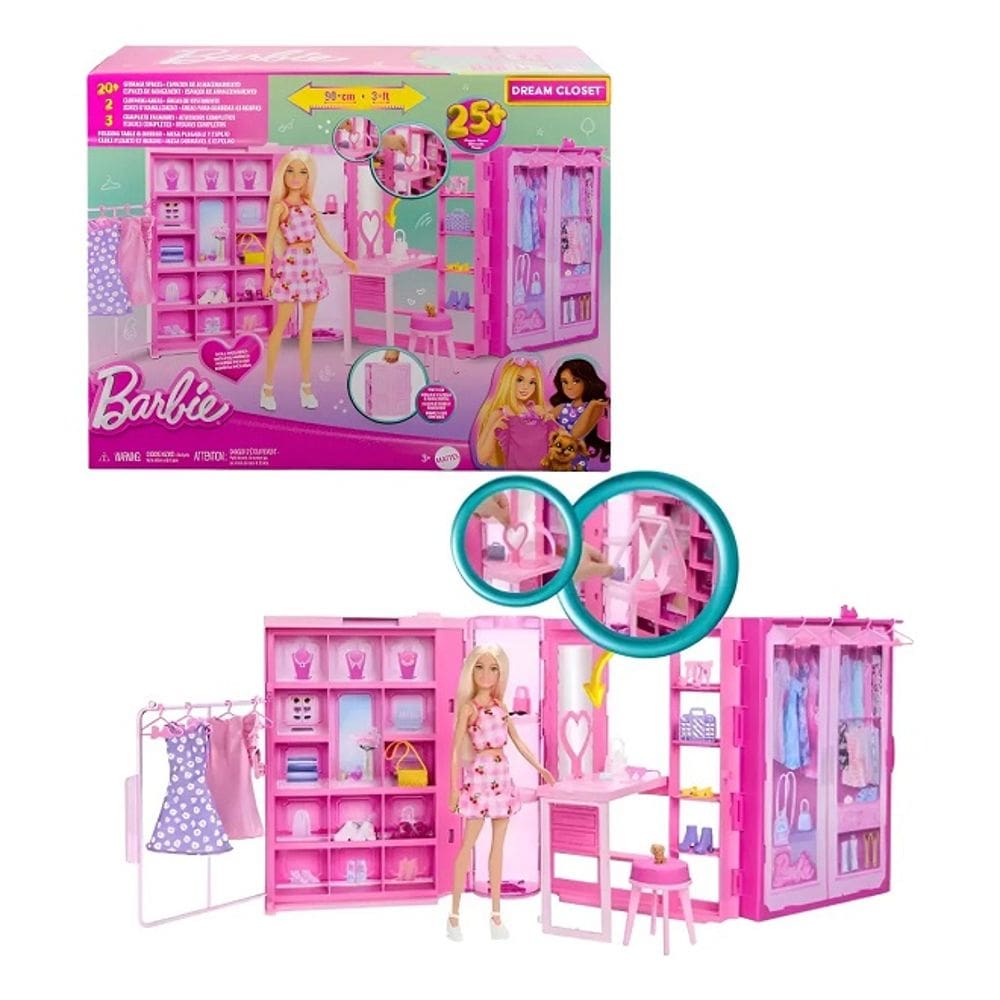 Barbie Maleta Fashion Closet Dos Sonhos 90 Cm Com Boneca e Acessorios – Mattel
