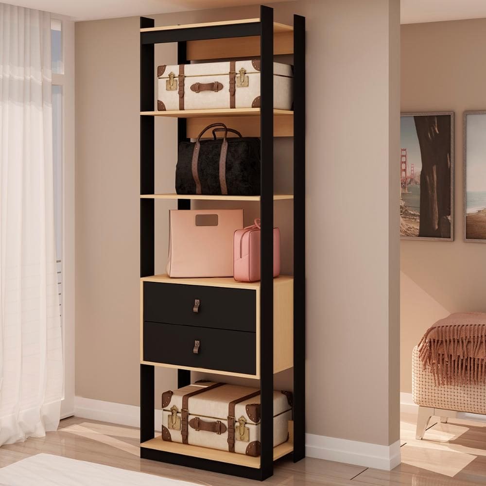 Guarda Roupa Genialflex Closet Mod 2 Gav Freijó Preto Fosco