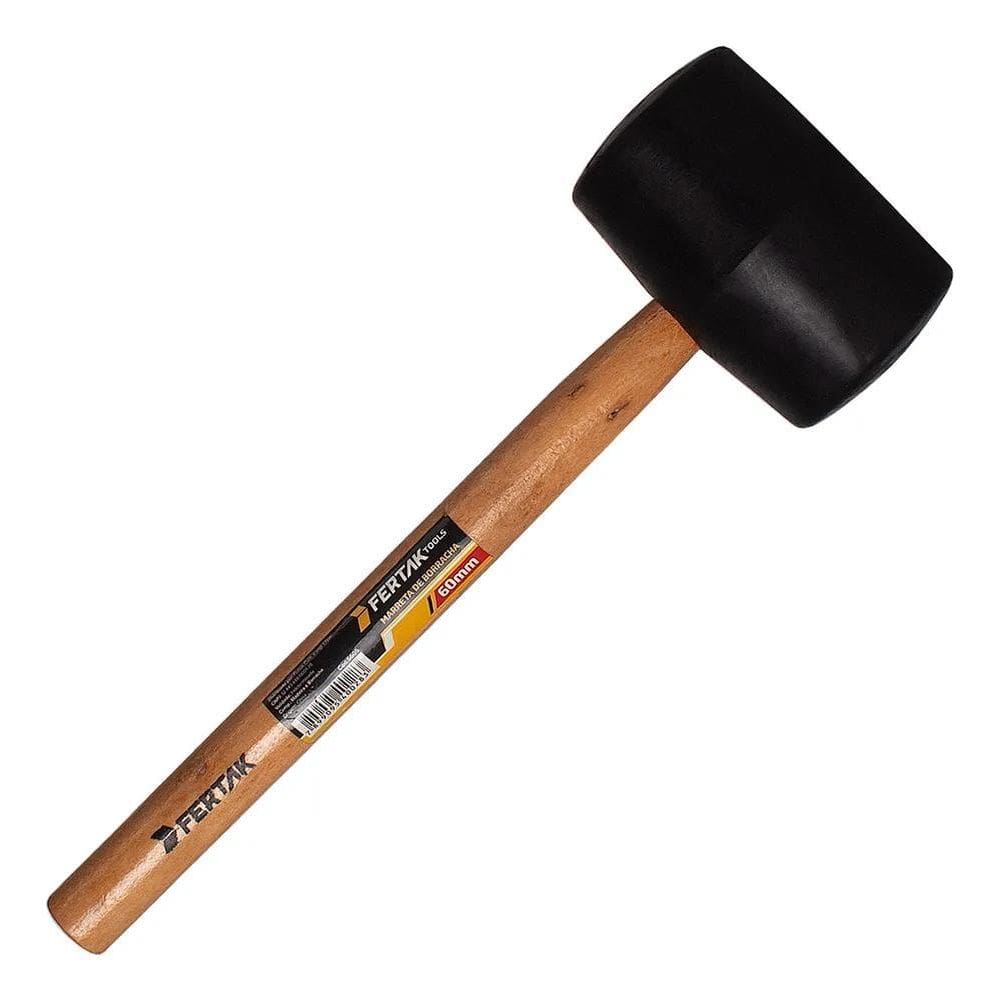 2X Martelo De Borracha Preta 60Mm Marreta 16Oz Cabo De Madei