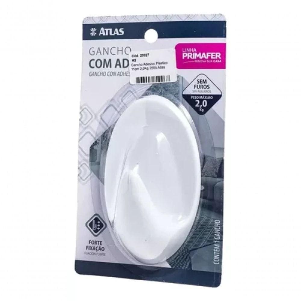 Gancho Adesivo Plástico 2,0kg 2505 Atlas