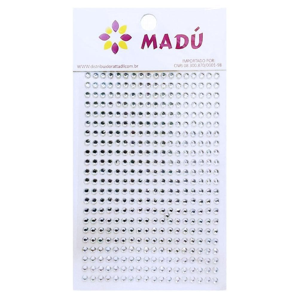 Cartela Pedra Adesiva 4Mm Strass Prata Madú