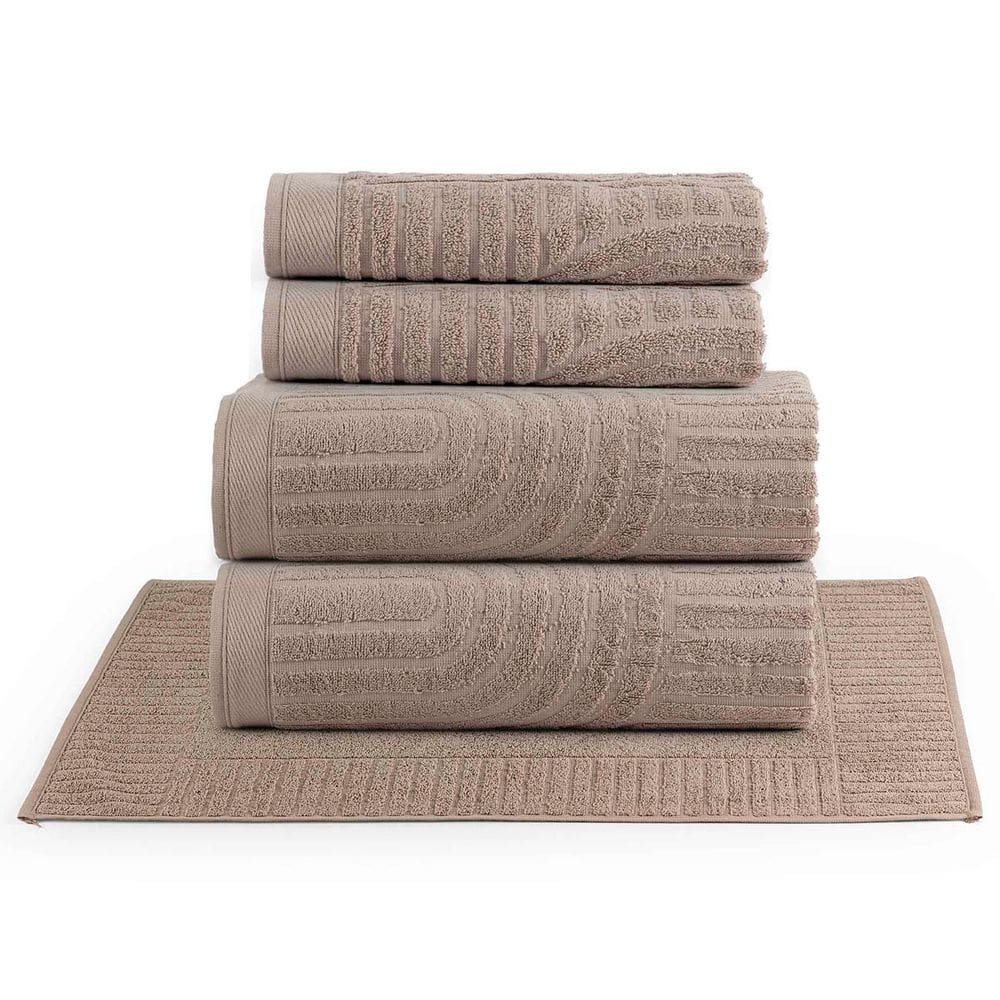 Jogo de Banho Dunna Toalhas Macias 100% Algodão Fio Penteado 5 Peças Amêndoa Bege