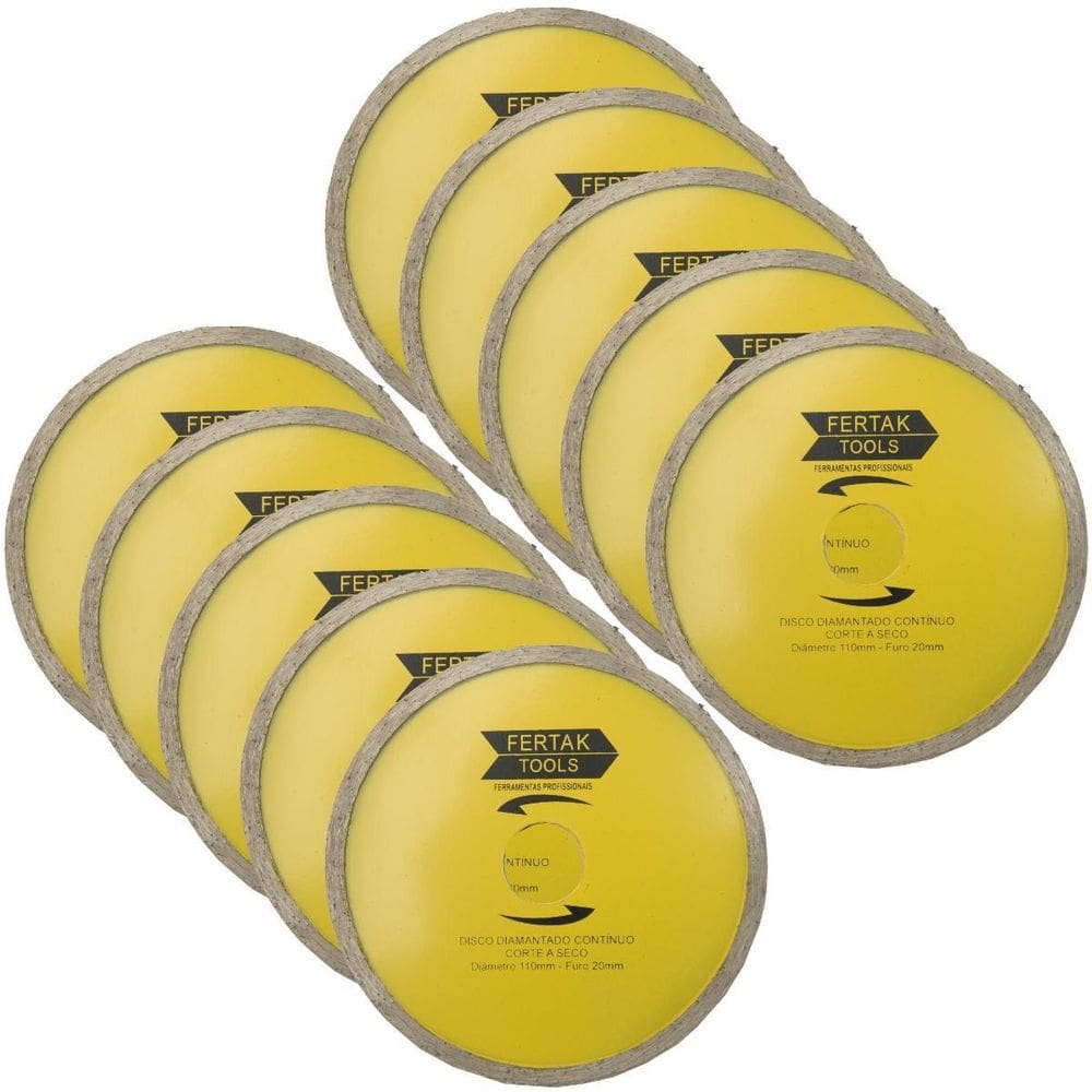 Disco De Corte Diamantado Continuo 110X20Mm Kit 10 Un