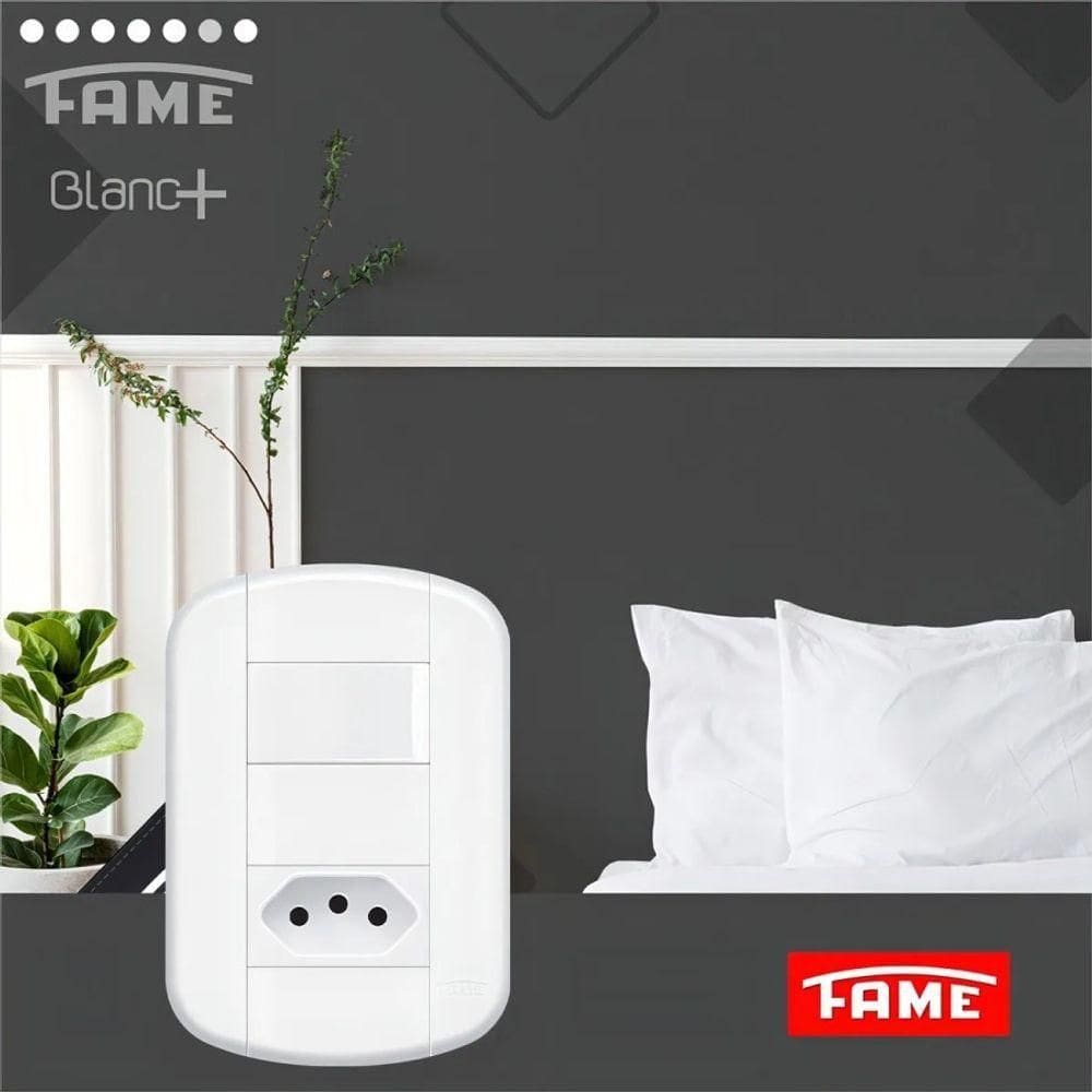 Interruptor Simples Com Tomada 10a Fame - 3924 Blanc