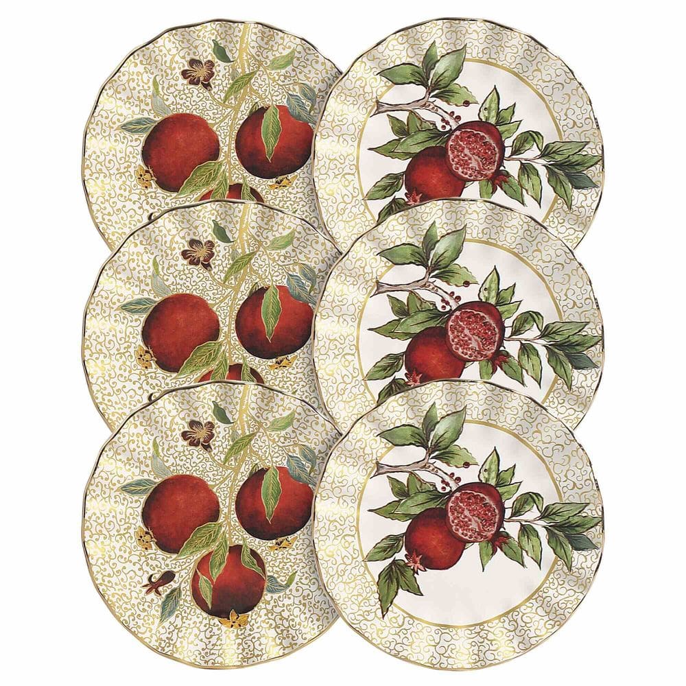 Conjunto de 6 Pratos de Sobremesa Encanto Dourado de Cerâmica 20cm - Scalla