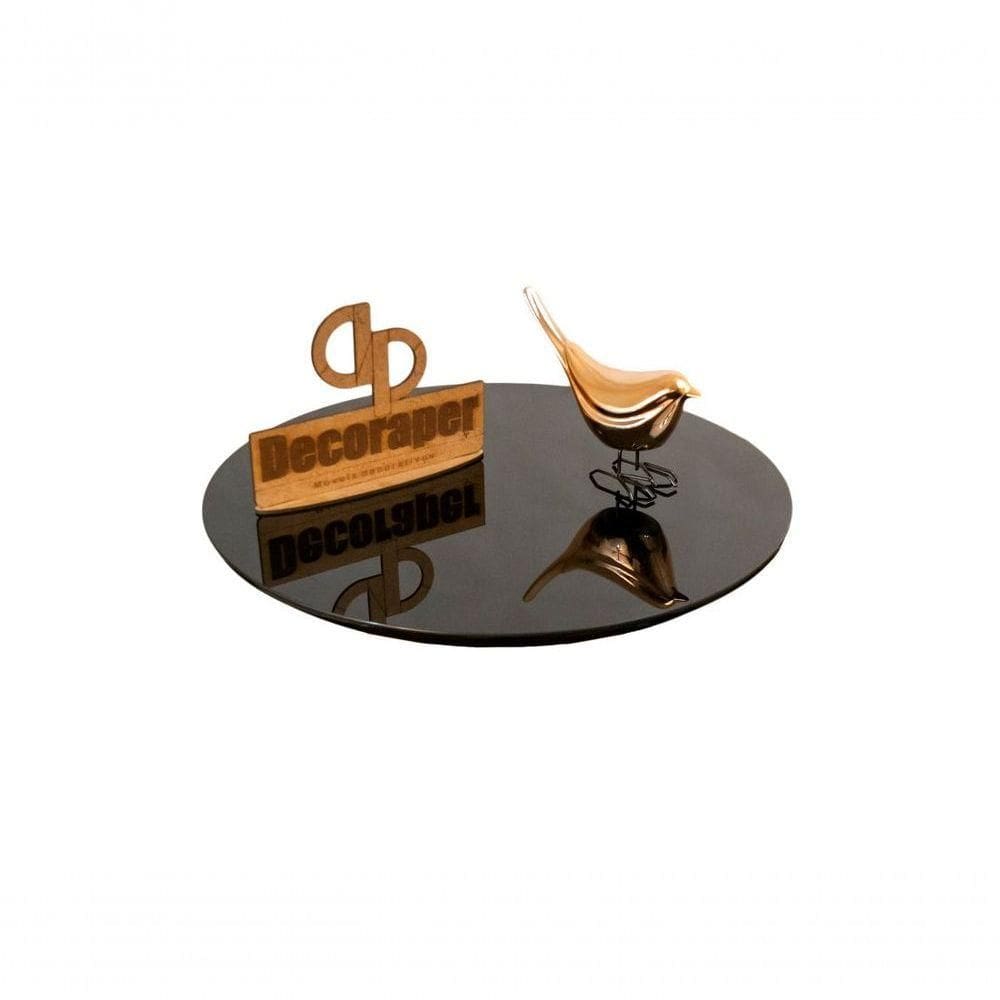 Tampo Para Mesa De Canto Com Vidro 35cm Preto