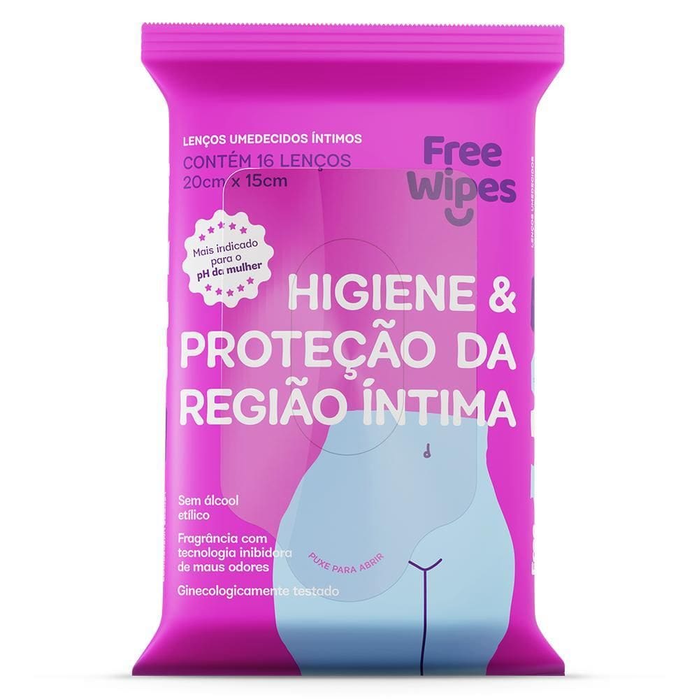 Lenço Umedecido Íntimo Feminino Free Wipes - 16 Lenços