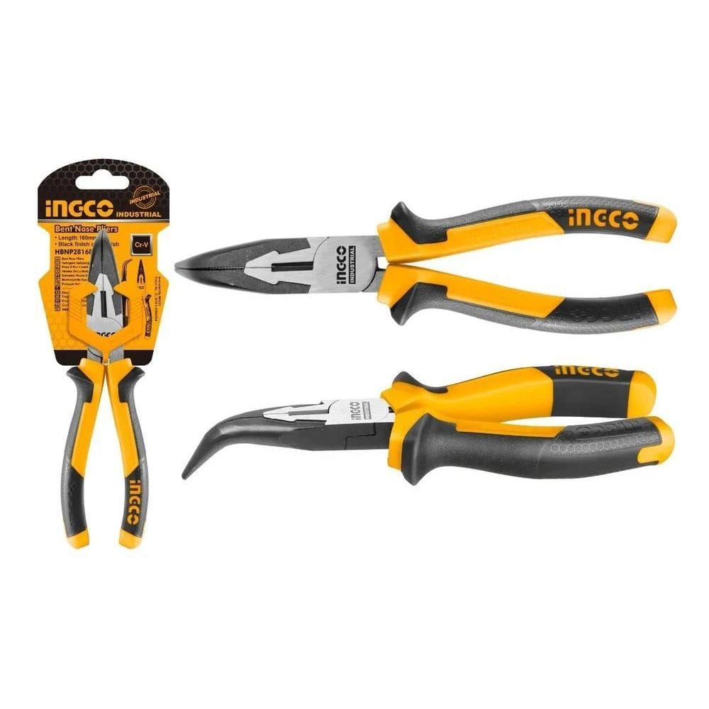 2X Alicate Bico Fino Ingco Ponta Curva Meia Cana 6 Pol Cr-V