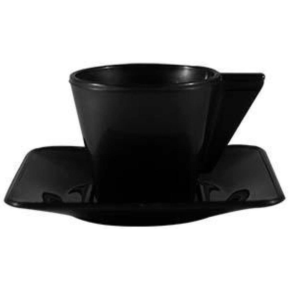 Kit 6 Xícara E Pires Preto 50Ml Plástico