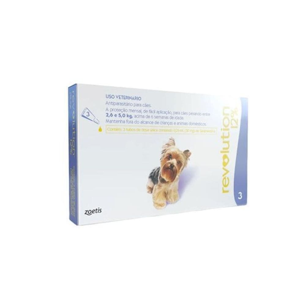 Antipulgas Revolution Cães 2,5 A 5Kg C/3 Pipetas