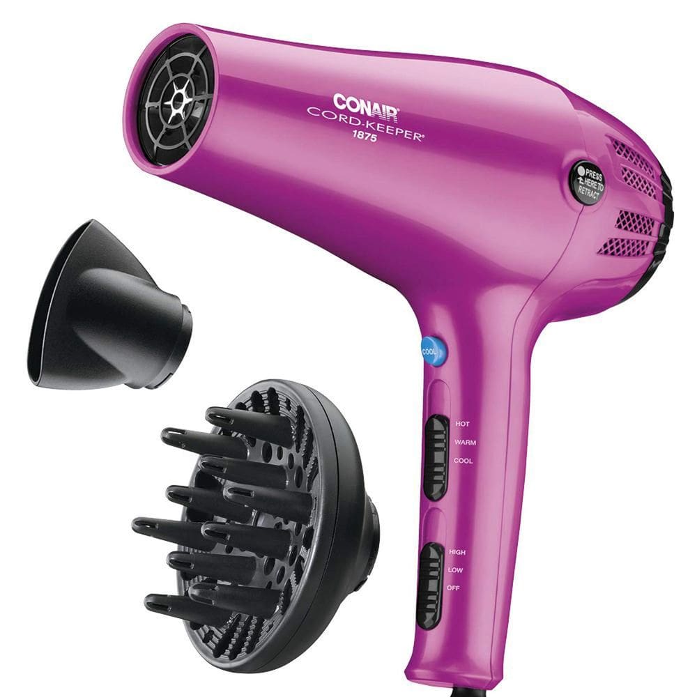 Secador de cabelo Conair Cord-Keeper 1875W com cabo retrátil