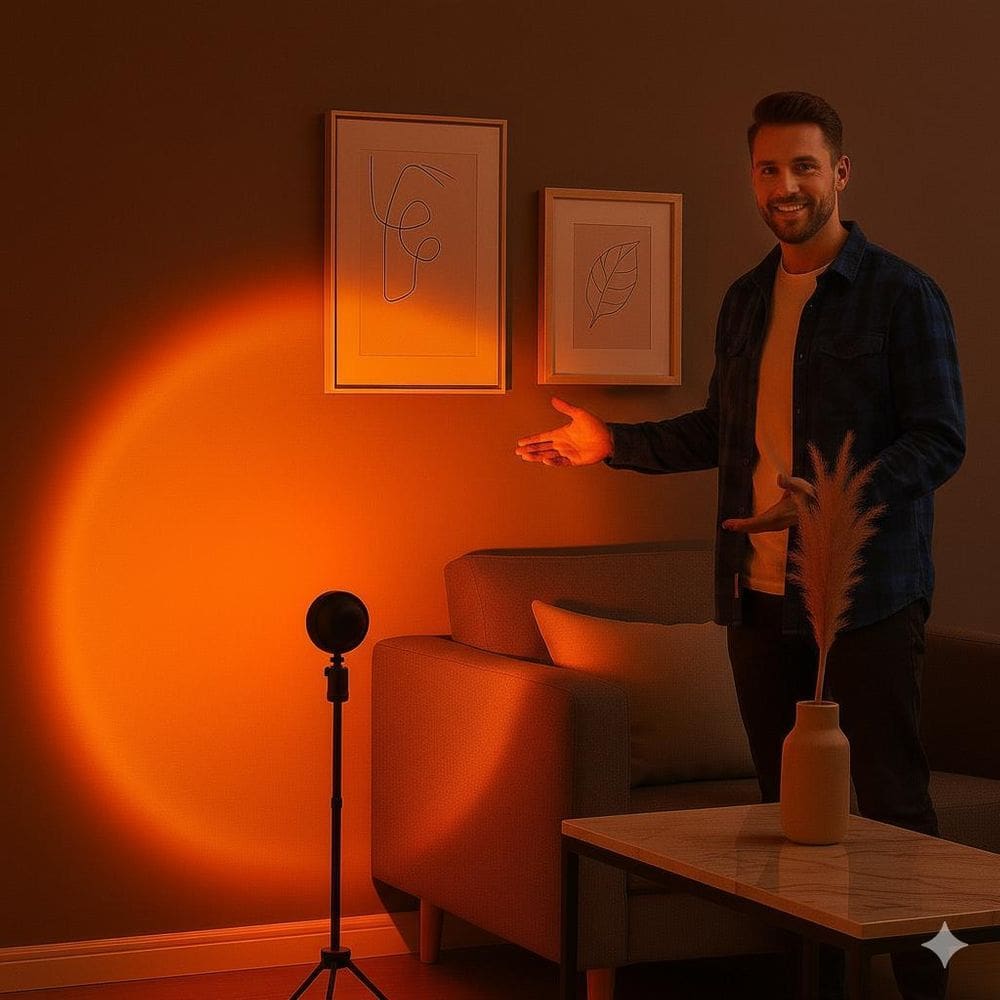 Luminária Abajur Por Do Sol Luz Noturna Projetor Led Luxo Ajustável Suporte De Lâmpada Led 360