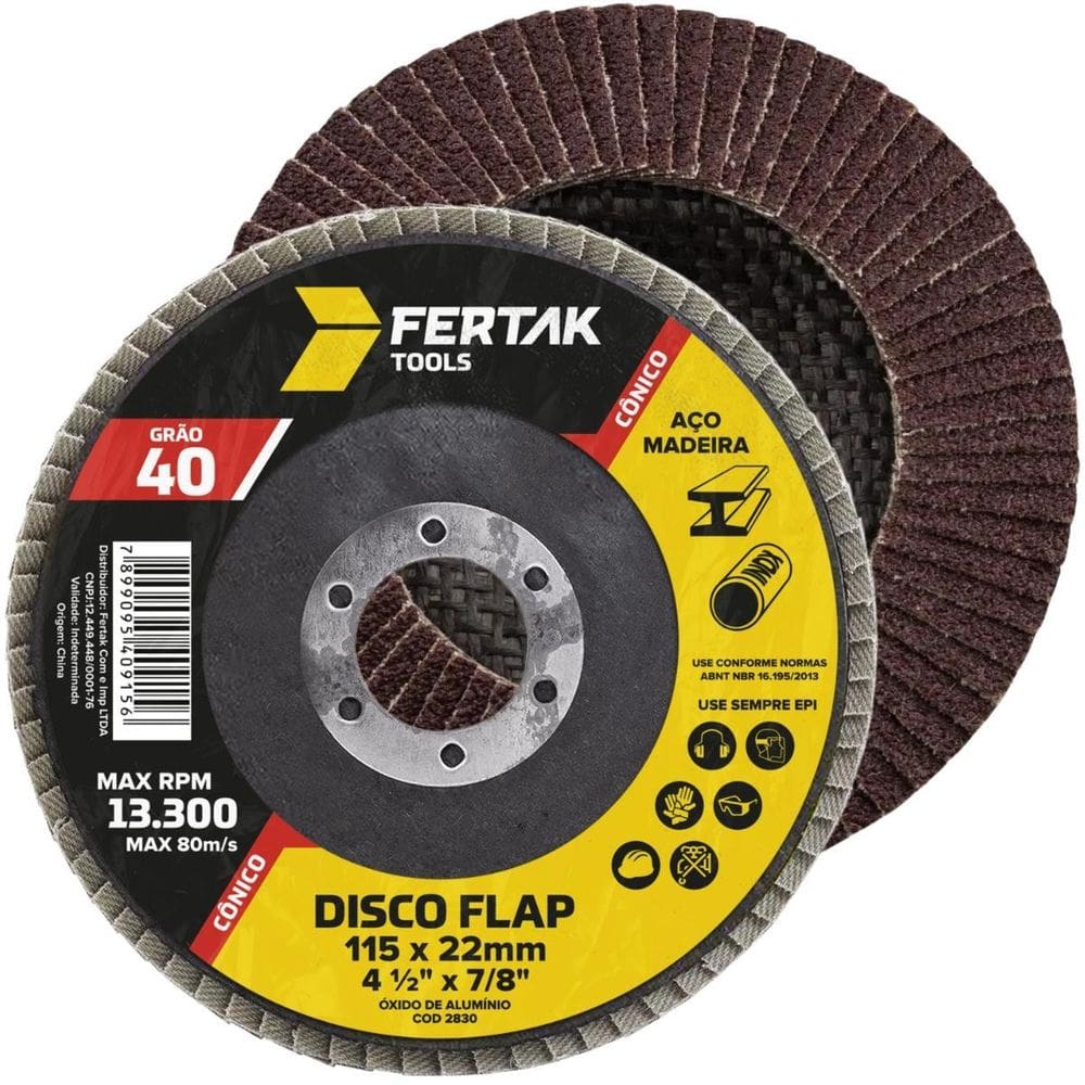 Disco Lixa Flap Cônico 115Mm Grão 40 Madeira Aço Desbaste
