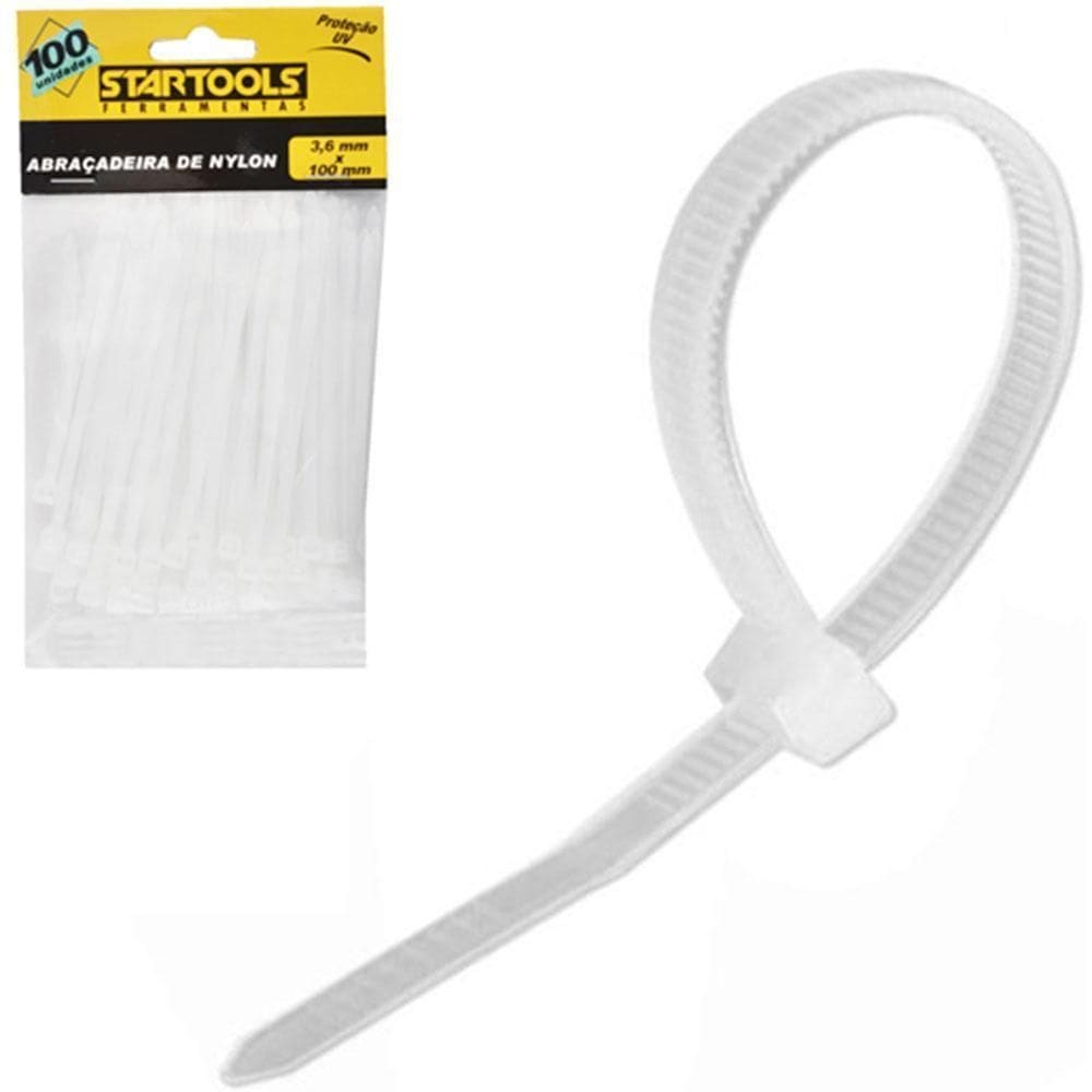 Abracadeira De Nylon Branco Pro 100 Pecas 3,6X100Mm Solapa