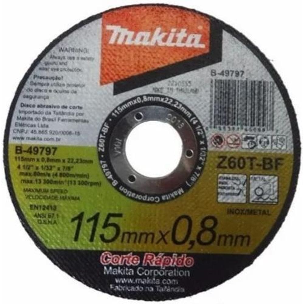 Disco Abrasivo De Corte 115X0.8X22.23Mm Makita B-50756 Z60T