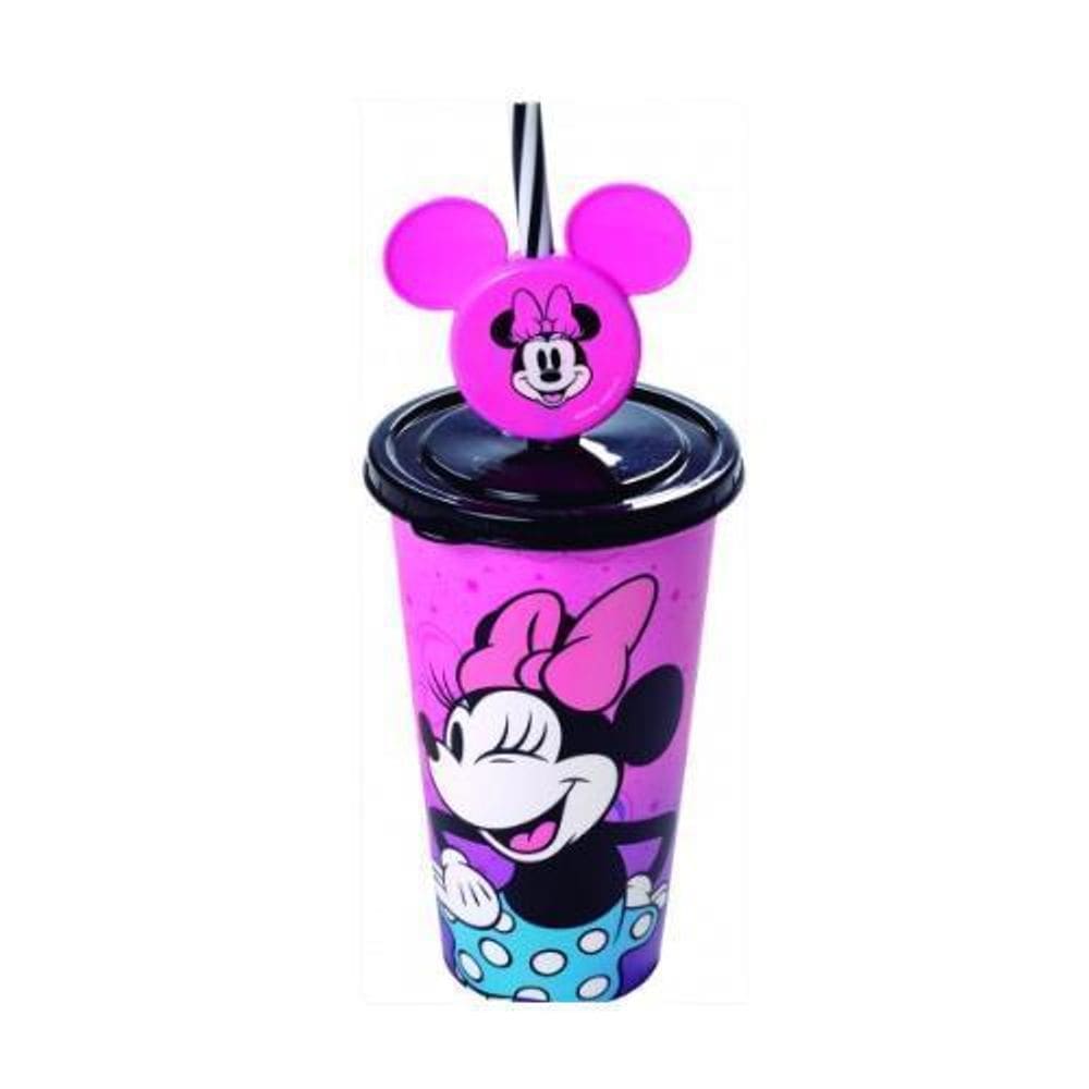 Copo Minnie Refri Rosa Com Canudo E Pin 500Ml- Plasutil