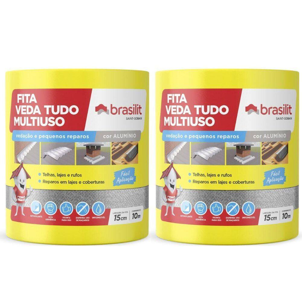 Fita Asfaltica Brasilit Veda Tudo Multiuso Impermeável 15X10