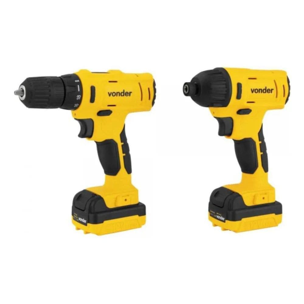 2X Combo Furadeira +Parafusadeira Impacto Vonder Bateria 12V