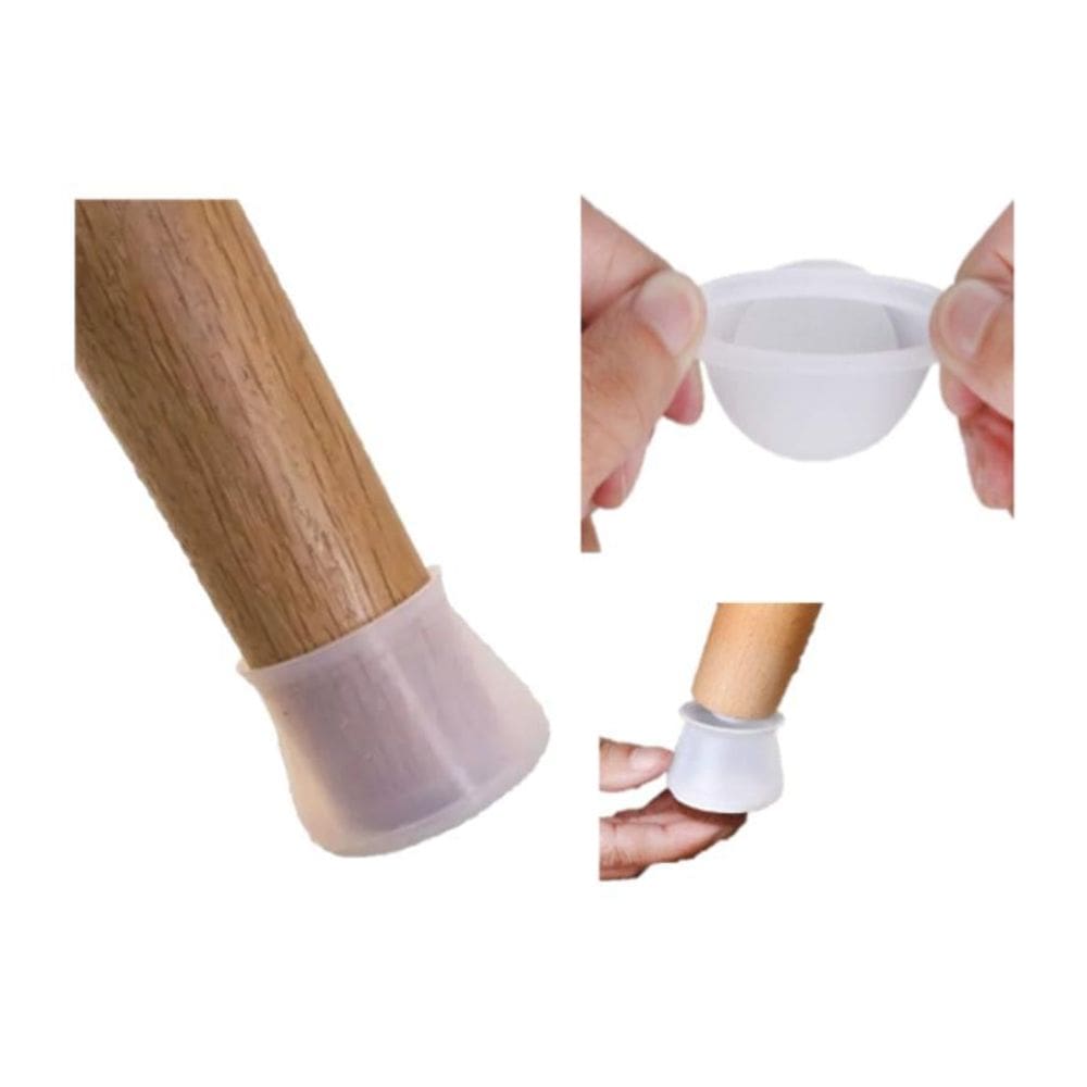 Kit 8 Pé Silicone Cadeira Preta Sofa Mesa Anti-Risco