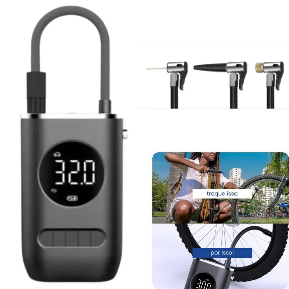 Compressor De Ar Recarregável Para Moto E Carro Com Luz Led