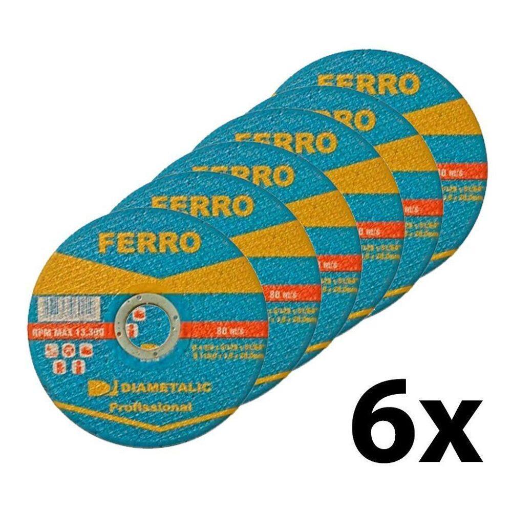 Kit 6 Disco Corte Fino Inox Ferro 114,3 X 20Mm Diametalic