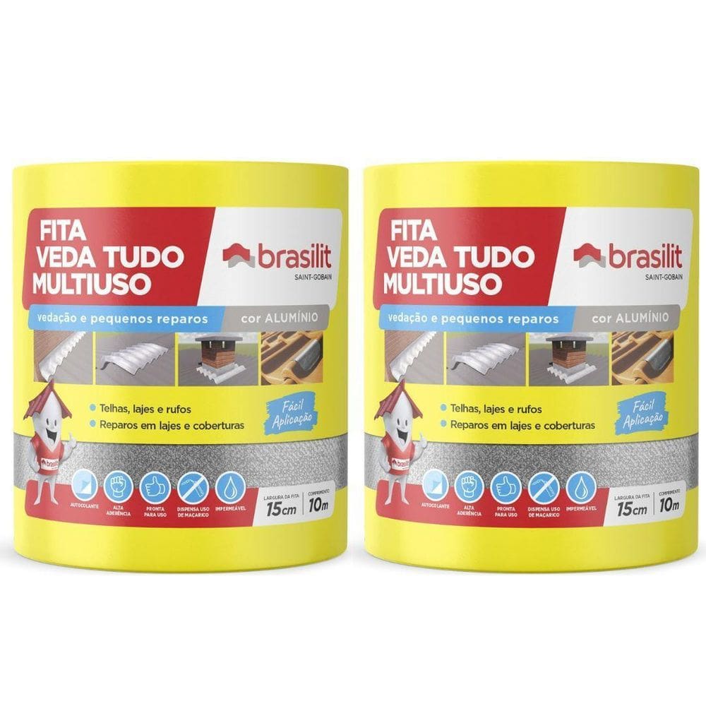 Fita Asfaltica Brasilit Veda Tudo Multiuso Impermeável 15X10