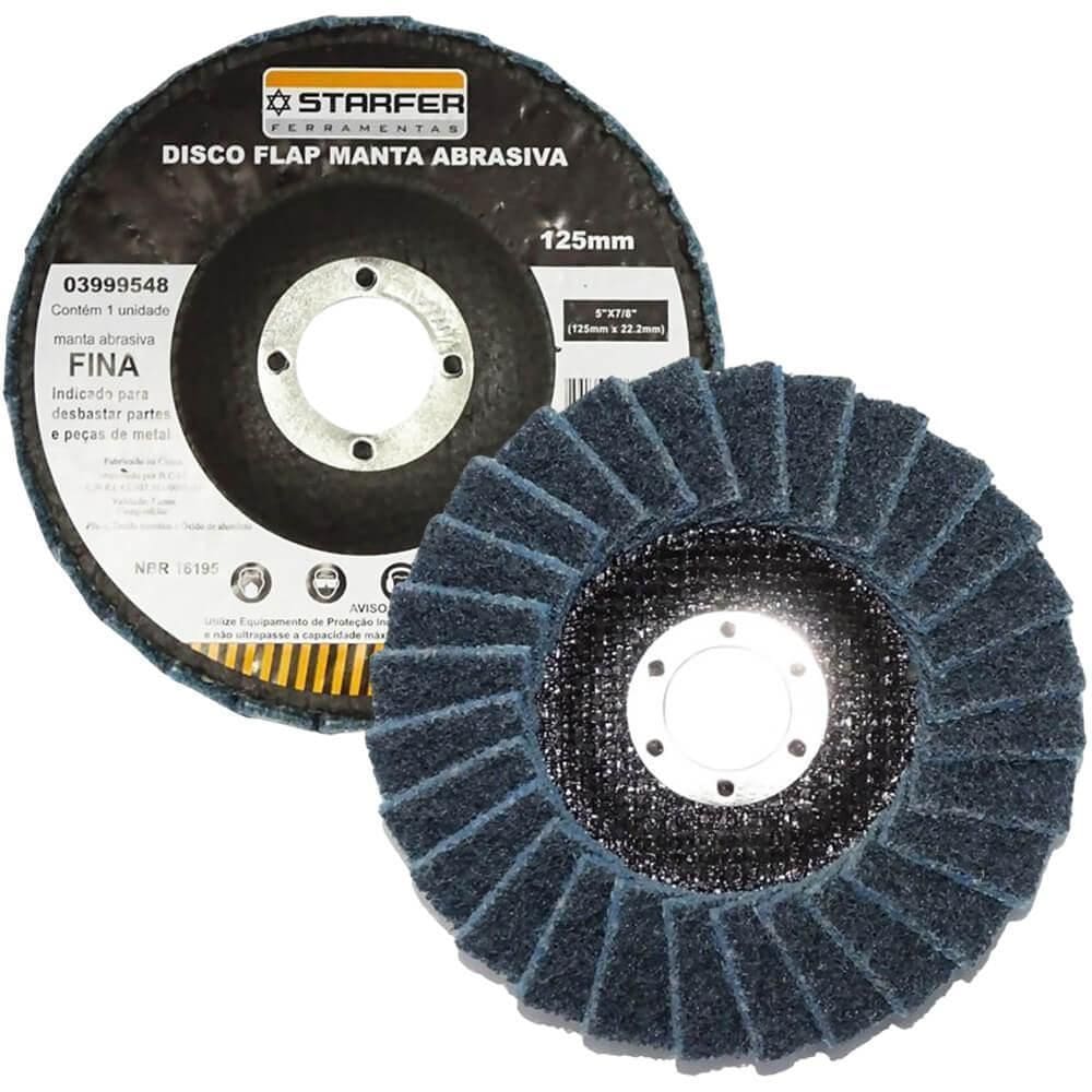 Disco Flap Com Manta 5 Fina Azul Desbaste - Starfer