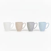 Kit 4 Caneca Chá Café  Relevo Sinuosa 308 ml Porcelana
