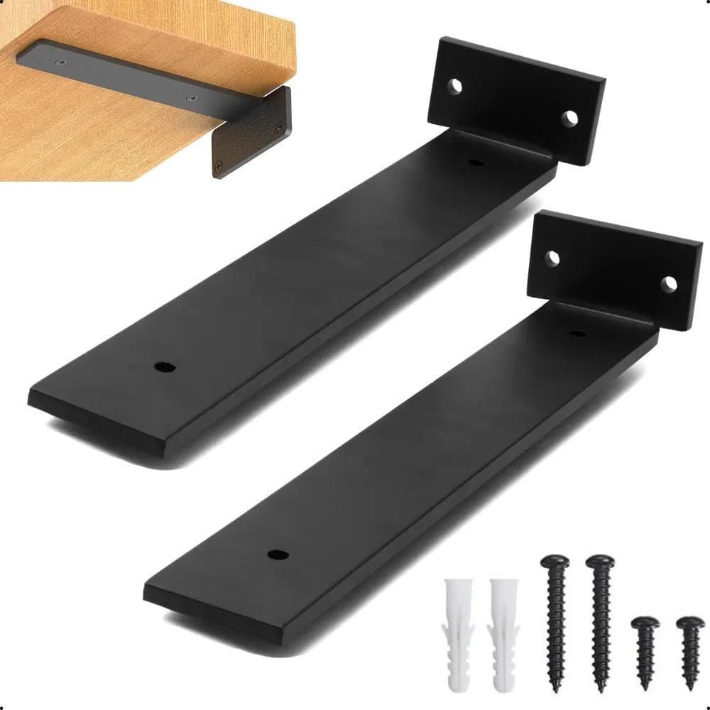 2X 15Cm - Mão Francesa Cantoneira Preta Invisível - Rio Desi