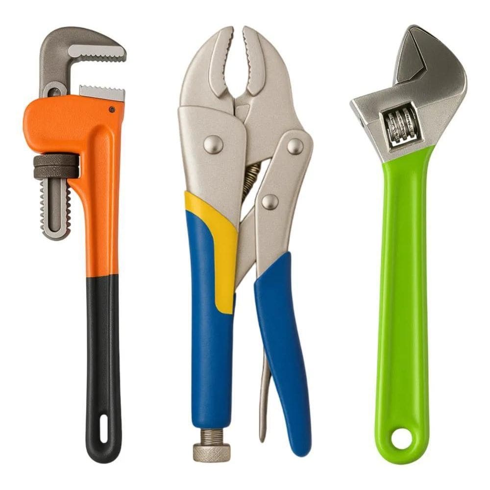 2X Chave Inglesa + Alicate Pressão + Grifo