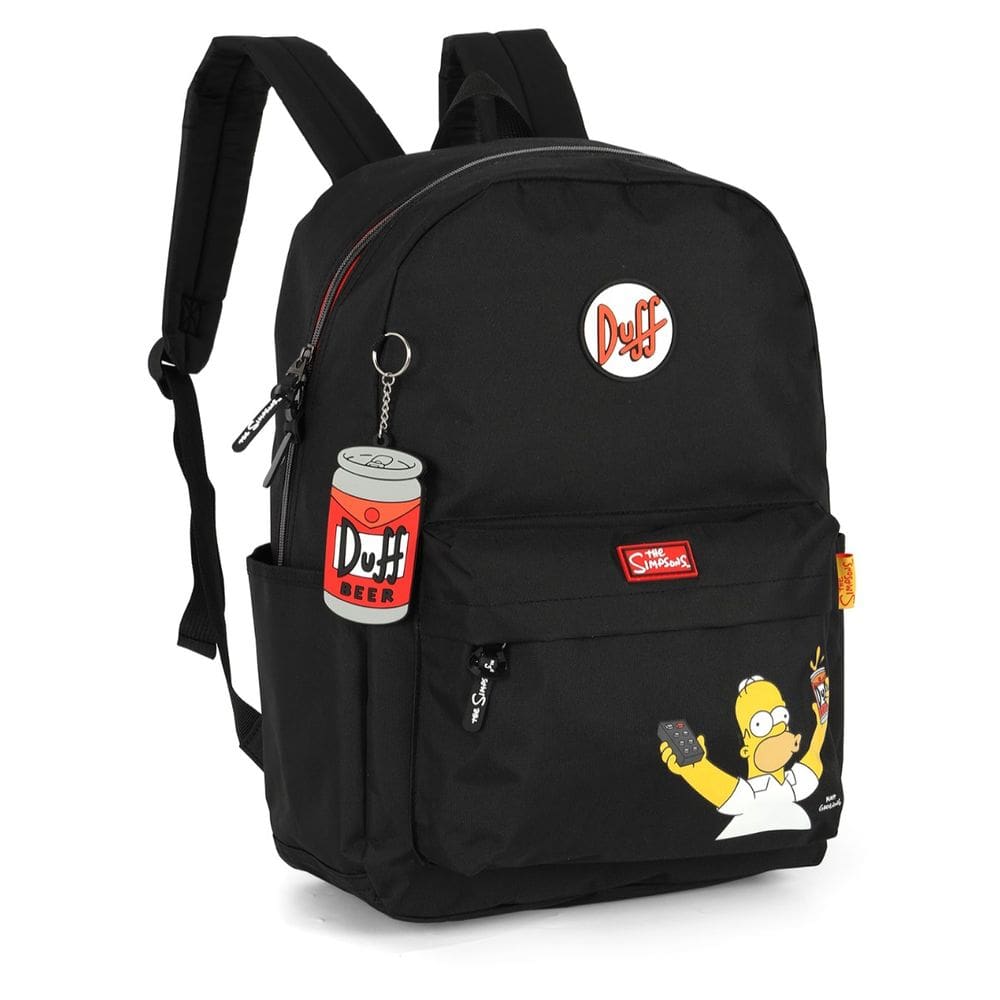 Mochila Juvenil Escolar The Simpsons Duff Beer Preto Costas