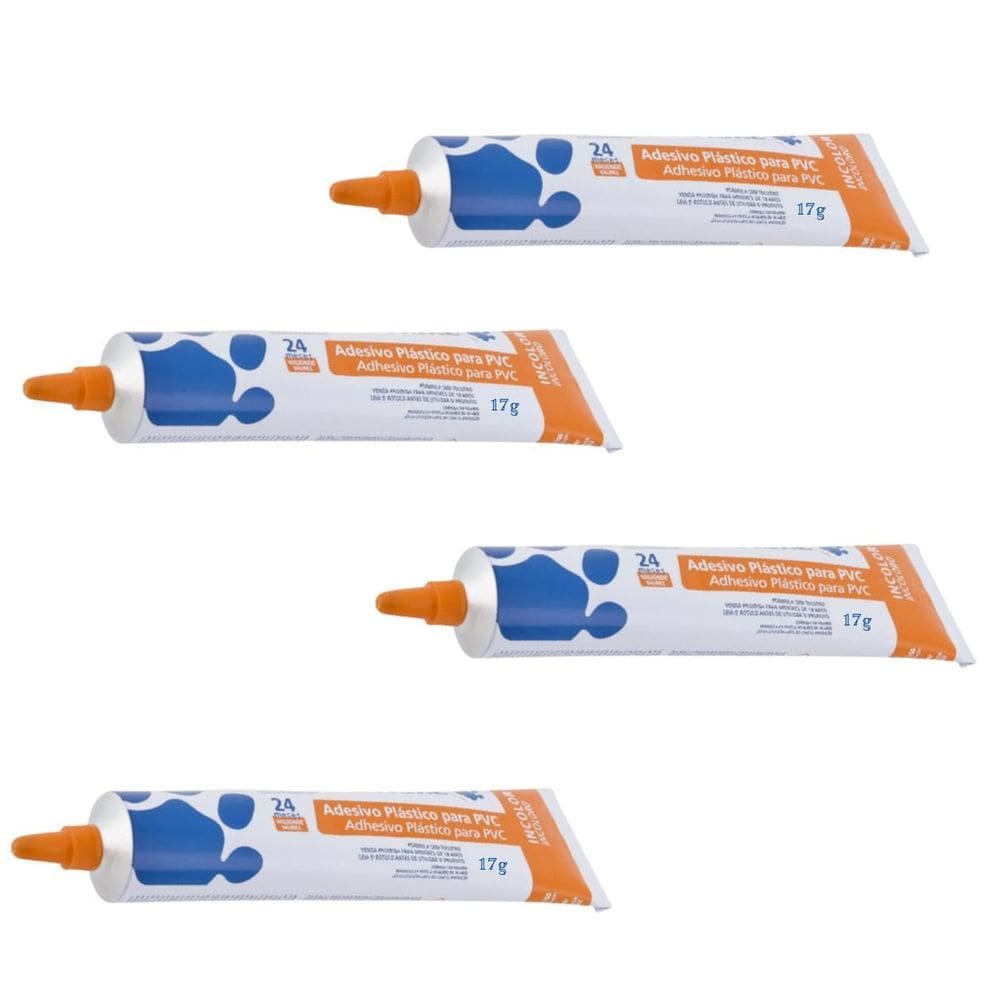 Kit 4 Bisnaga Cola Adesivo Incolor Tubo Cano Pvc 17G
