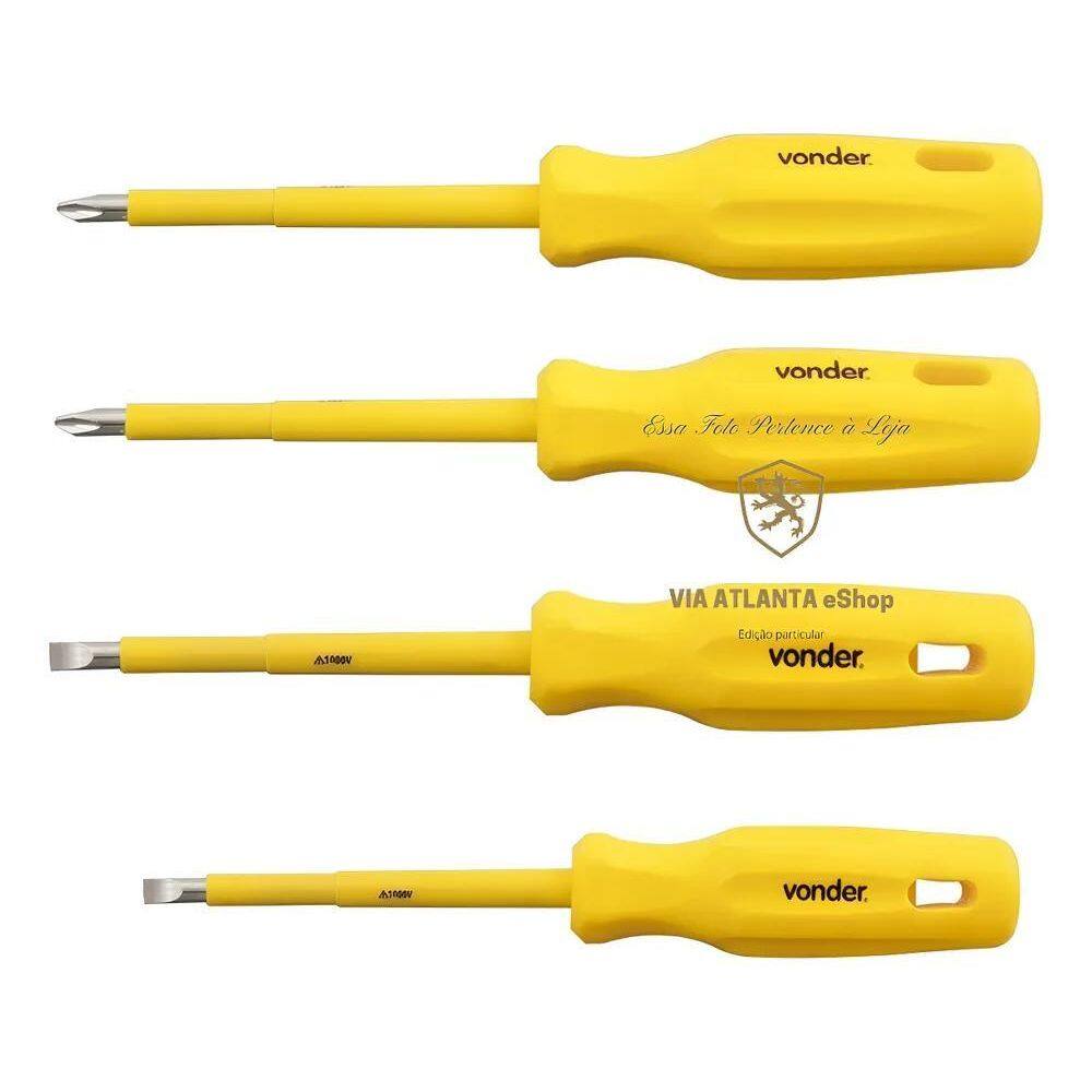 2X Jogo Chave Fenda/Phillips Isolada 1000V 4 Pçs Profissiona