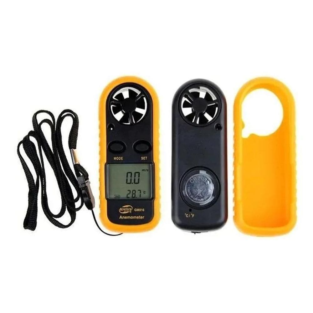 2X Anemômetro Digital Medidor Velocidade Vento Ar E Termomet