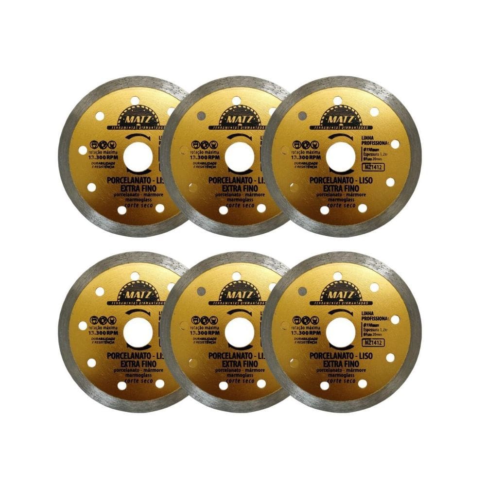 Kit 6 Disco Diamantado Porcelanato Extra Fino 110X20Mm Matz