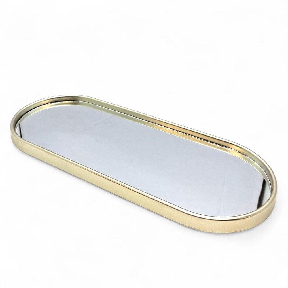 Bandeja Espelhada Decorativa Dourada Brilho Sala Lavabo 29cm